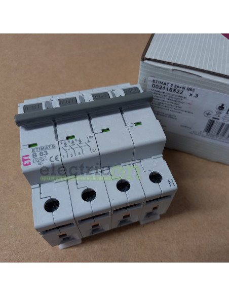 Siguranta automata (disjunctor) MCB, curba B, 63A, 3P+N, 6kA, 4M, ETI, 002116522