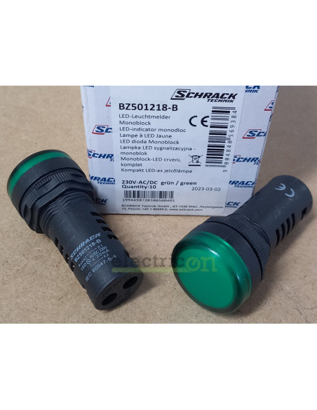 Lampa de semnalizare cu LED, monobloc, 230V-AC/DC, verde