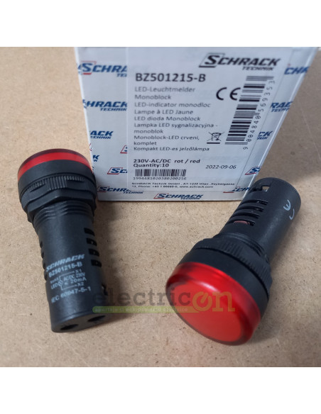 Lampa de semnalizare cu LED, monobloc, 230V-AC/DC, rosu