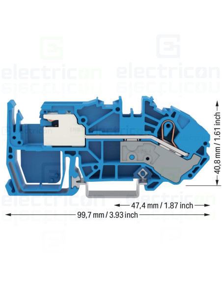 Clema șir, cu deconectare N, 1 conexiune, 16 mm², albastru, Push-in CAGE CLAMP, Wago, 2016-7714