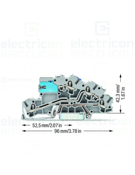 Clema șir, multi etajată cu sloturi cu element deconectare NT/L/PE, 2,5 mm², gri, Push-in CAGE CLAMP, Wago, 2003-7641