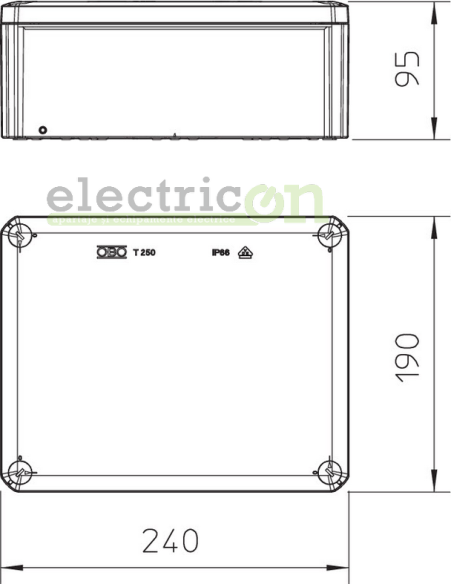 Doza ramnificație, peste tencuială, T 250 OE, 225x173x86 mm, fără intrări, OBO Bettermann, 2007287