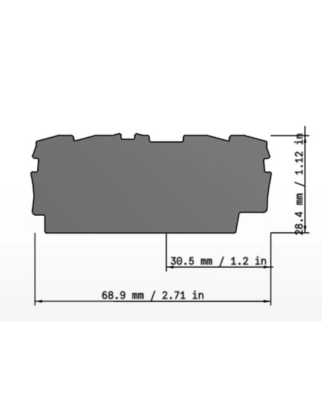 Element terminal pentru cleme sir gama Wago 2202 (4 conexiuni), gri, grosime 0.8mm, Wago, 2002-1491