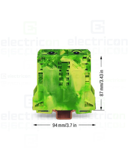 Clema sir trecere cu 2 conductori, 50mm, galben-verde, Wago, 285-157