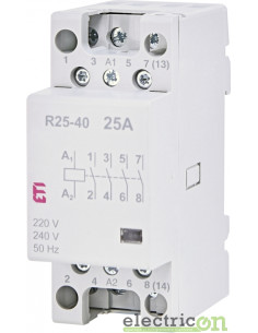 Contactor modular 4P 2 module 25A