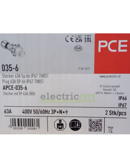 Fisa industriala 3P+N+E 63A IP67