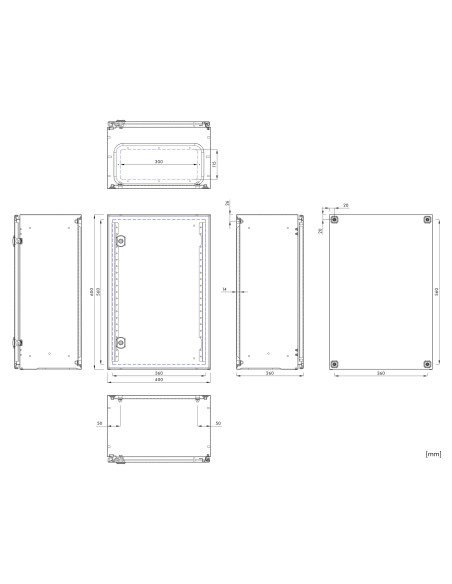 Cutie metalica + contrapanou, 600x400x260, cu ușă. IP66, Schrack, WSA6040260