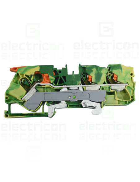 Clema șir, cu pârghie și buton,împământare, 3 conexiuni, 10 mm²,verde-galben, TopJobs Clamp, Wago, 2110-5307
