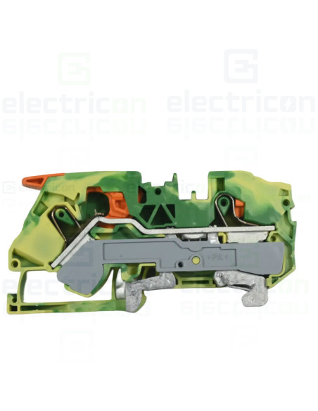 Clema șir, cu pârghie și buton,împământare, 2 conexiuni, 16 mm²,verde-galben, TopJobs Clamp, Wago, 2116-5207