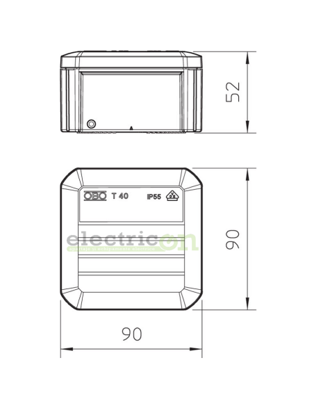 Doza ramnificație, peste tencuială, T 40 0E, 77x77x46 mm, OBO Bettermann,2007223