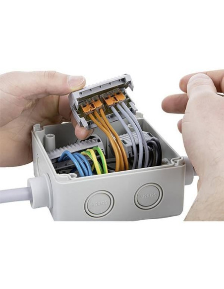 Caseta Gelbox, marimea 3, pentru seriile 221 / 2X73, conectori de maxim 4 mmp, gri, IPX8 Wago 207-1333