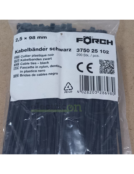 Fasete, colier cablu 98x2.5, negru