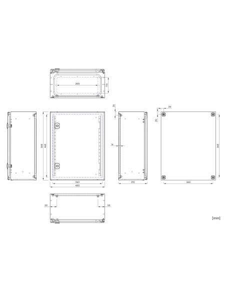 Cutie metalica + contrapanou, 500x400x210, cu ușă. IP66, Schrack, WSA5040210
