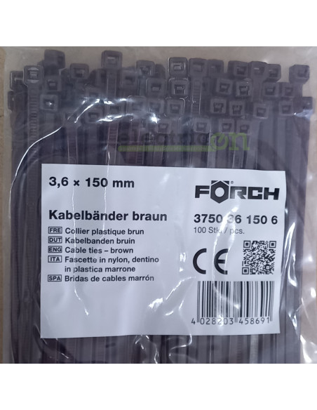 Fasete, colier cablu 3.6x150 mm, maro