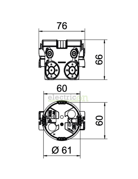 Doza aparataj, sub tencuială, UG 66-L, Ø60 mm, OBO Bettermann, etanșă, 2003708