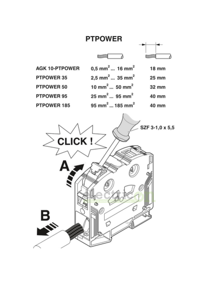 Bloc distributie 35 mm², 10 conexiuni, gri-albastru-galben-verde
