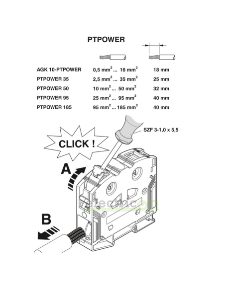 Bloc distributie 50 mm², 10 conexiuni, gri-albastru-negru-galben