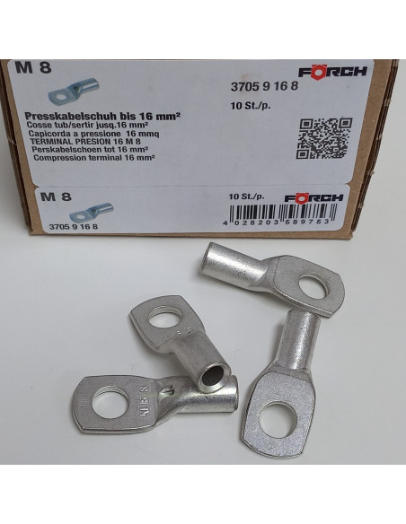 Papuci tubulari de cablu, cu fanta de control, 16 mm², Forch, 3705 9 16 8