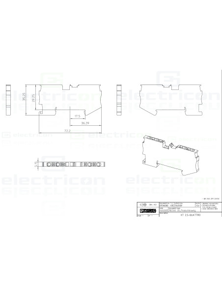 Clema șir, de trecere, cu buton, 4 conexiuni, 2,5 mm²,gri, XT 2,5-QUATTRO, Phoenix Contact, 1343129