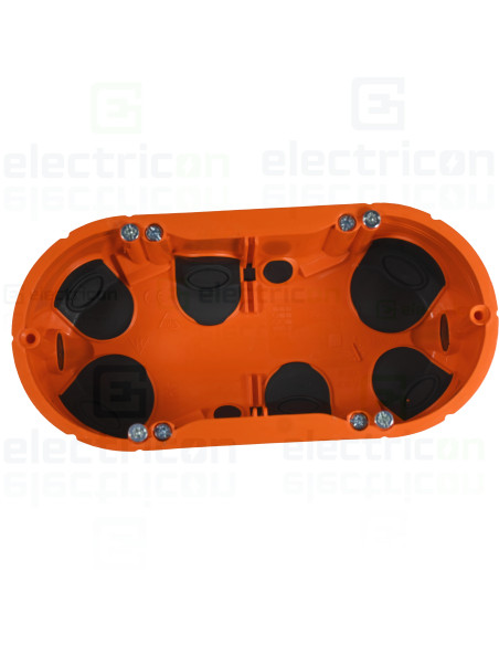 Doza dubla aparataj pentru rigips, ermetica, portocaliu, Ø 2x 68 mm, O-range ECON 2, Kaiser, 9252-22