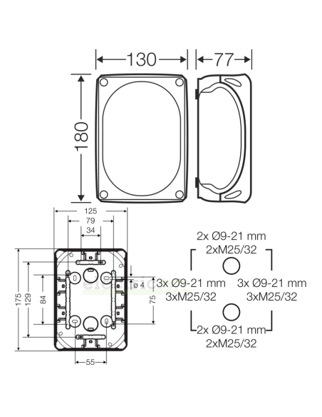 Doză de ramnificatie, aplicata, 180x130x77 mm, IP66, Hensel, DK 1000 GZ