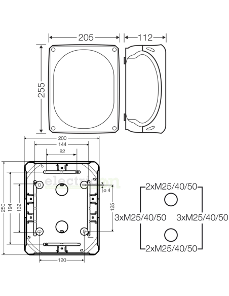 Doză de ramnificatie, aplicata, 205x255x112 mm, IP66, Hensel, DK 2500 GZ