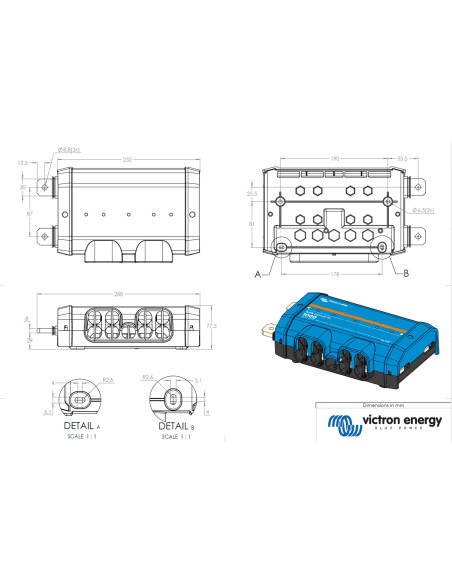 Modul de distribuție de curent continuu, Lynx Power In, M8, 48V, IP22, Victron Energy, LYN020102000
