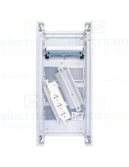 Tablou multimedia metalic, incastrat, 48 module (4x12), ușă albă, IP30, Volta, Hager, VU48NW