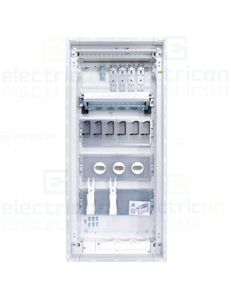 Tablou multimedia metalic, incastrat, 48 module (4x12), ușă albă, IP30, Volta, Hager, VU48NW