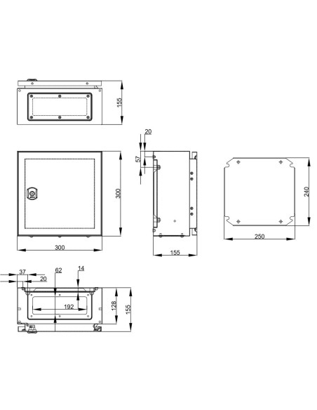Cutie metalica + contrapanou, 300x300x155, cu ușă. IP65, Schrack, WST3030150