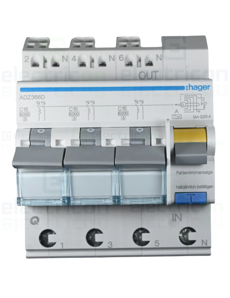 Siguranta RCBO 16A/30mA Hager - ADZ366D