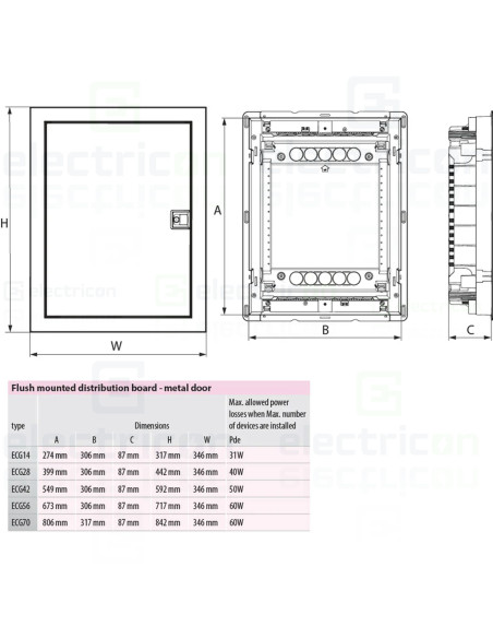 Tablou multimedia, incastrat ,14 module (1x14), ușă alba, IP30, ECG14HMEDIA-I, ETI, 001100130