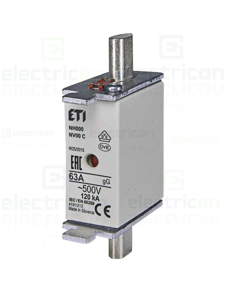 Siguranta fuzibila MPR fara izolatie NH000 gG 63A/500V