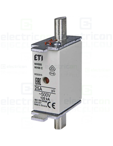 Siguranta fuzibila MPR fără izolație NH000 gG 25A/500V