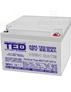 Acumulator AGM VRLA 12V, 28.5A HighRate 165x175mmx126mm M5 TED Battery Expert Holland, TED Electric, TED003447