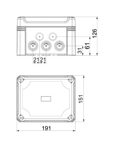 Doze de derivație X10 T LGR cu banda de borne 177x137x100, OBO Bettermann, 2005 206 2