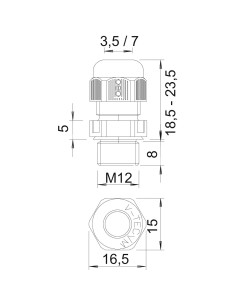 Presetupă, filet metric, set cu contrapiuliță, M12 x1.5, V-TEC VM12 LGR, gri deschis, OBO Bettermann, 2022 862 2