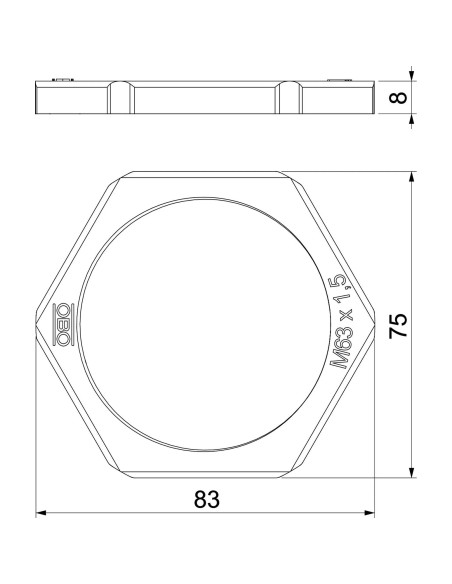 Contrapiuliță, filet metric, M63 x1.5, 116 M63 LGR PS, negru, OBO Bettermann, 2049 589