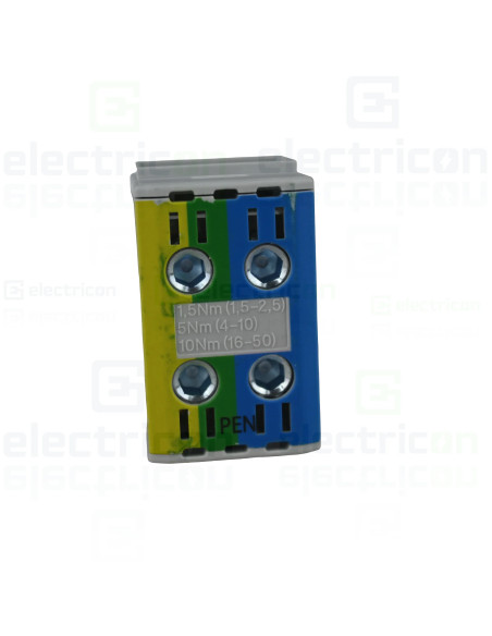 Clemă pe șină 2x50/2x50mm2 verde/galben/albastru Morek MAA2050P10