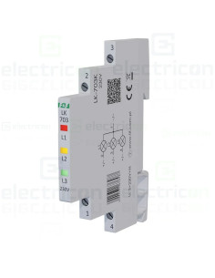 Indicator LED modular roșu/galben/verde Slim trifazic 230 V LK‑703K