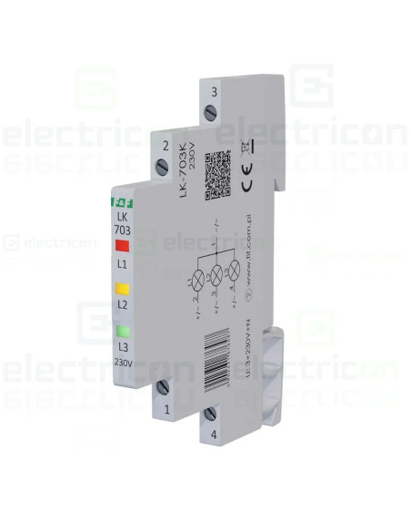 Indicator LED modular roșu/galben/verde Slim trifazic 230 V LK‑703K