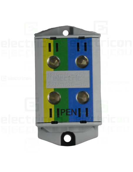 Clemă pe șină 2x95/2x95mm2 verde/galben/albastru Morek MAA2095P10