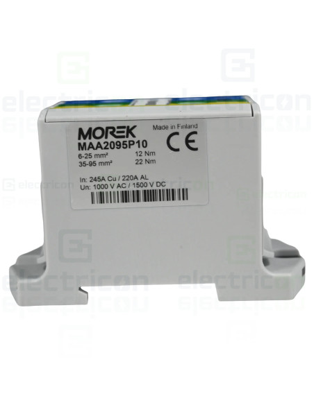 Clemă pe șină 2x95/2x95mm2 verde/galben/albastru Morek MAA2095P10