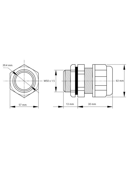 Presetupă metrică, metalică, IP66, 18-25mm, M50x1,5, Tracon Electric, MGF-50