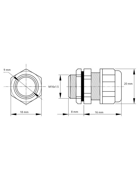 Presetupă metrică, metalică, IP66, 4-8mm, Tracon Electric, MGF-16