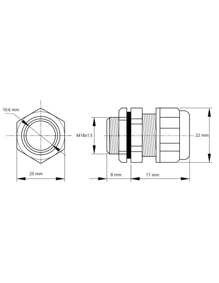 Presetupă metrică, metalică, IP66, 5-10mm, Tracon Electric, MGF-18