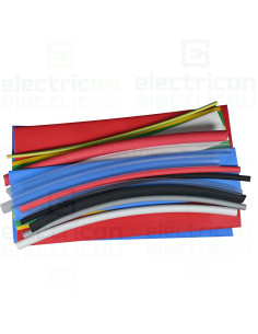 Set Tuburi termocontractoare, subțiri,contracție 2:1, diferite culori, 15x150mm, poliolefin, Tracon Electric, ZSB-SET