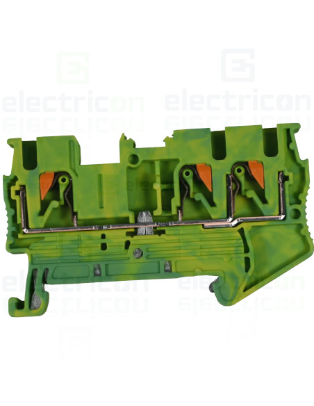 Clema șir, împământare, 3 conexiuni, 2.5mm², galben-verde, PT 2,5-TWIN-PE, Phoenix Contact, 3209565