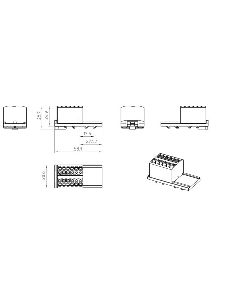 Bloc de distributie 4/12x2.5-NS35BU, PTFIX 12X2,5-NS35 BU, albastru, Phoenix Contact, 3273024