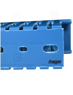 Canal cablu pieptene, BA7, 60x40mm, cu capac PVC, albastru , Hager, BA760040BL